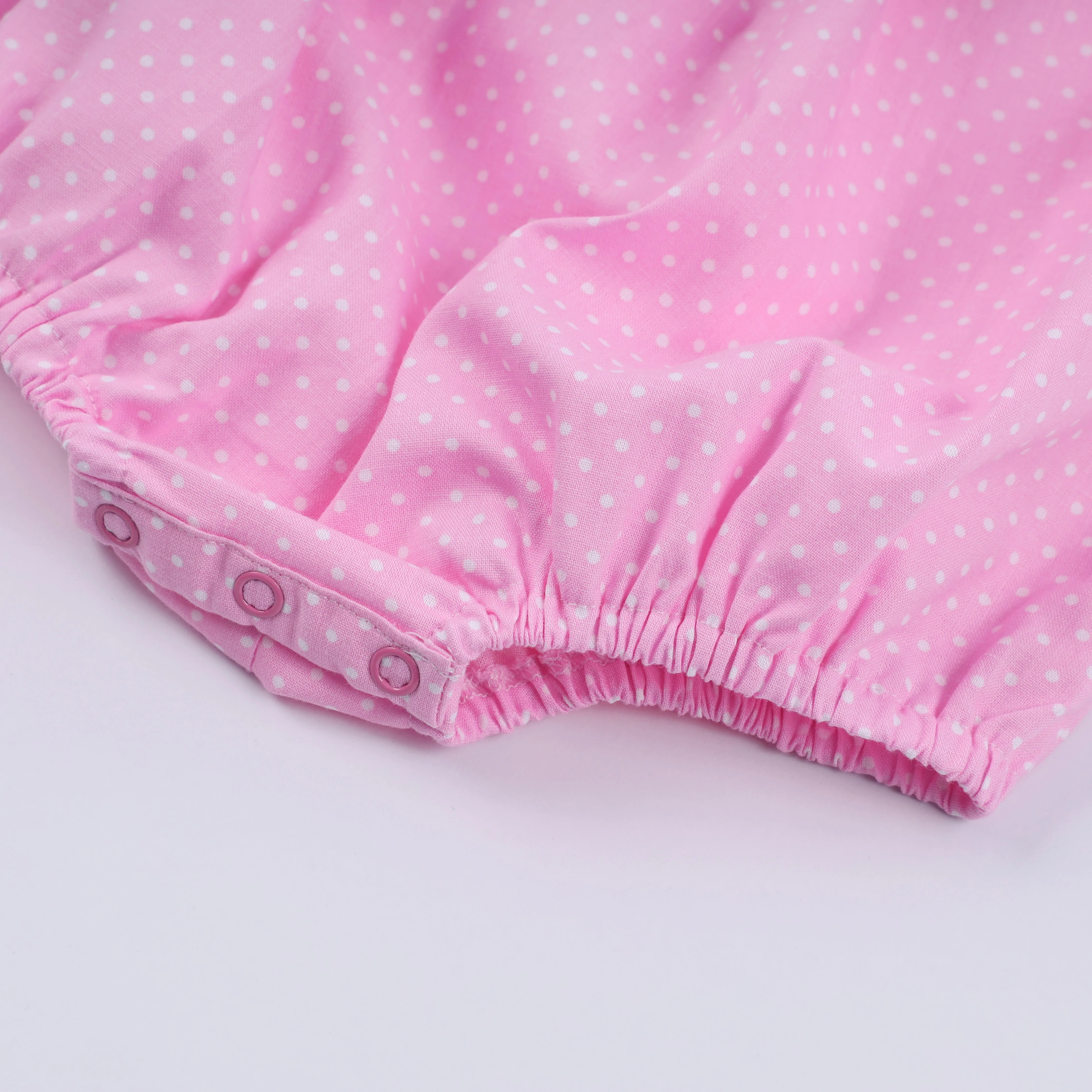 Pink character hand smocked dot ruffle bubble - Image 5