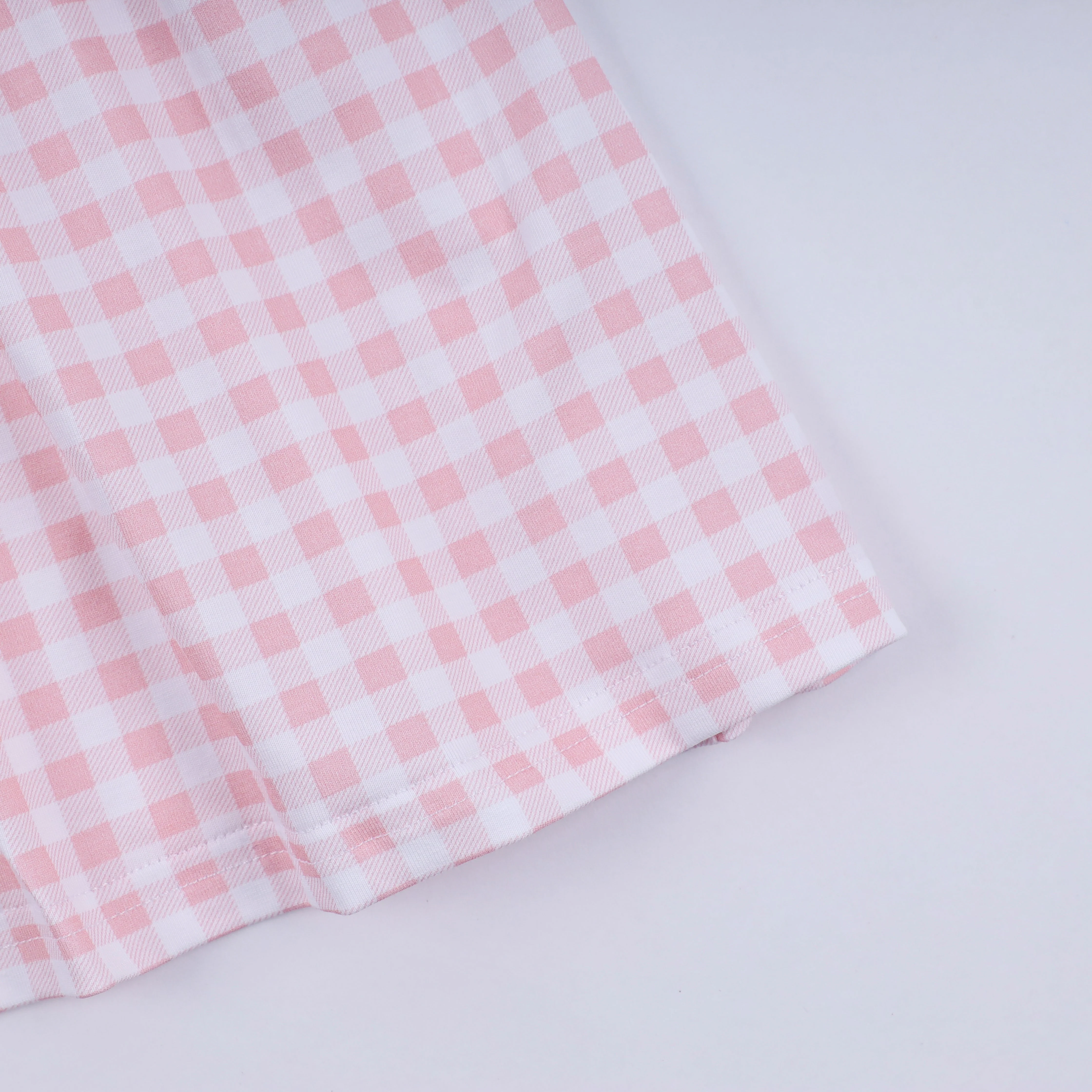 Pink character hand smocked gingham ruffle dress - Image 6