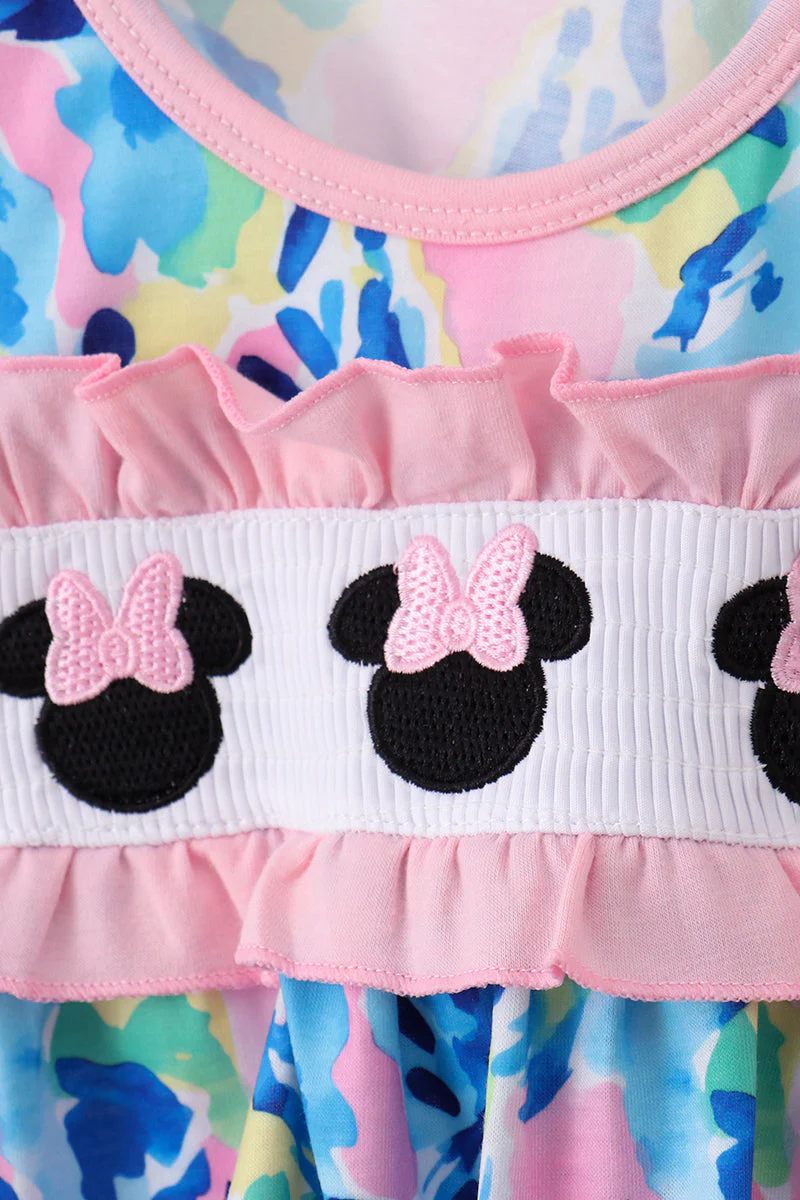 Pink character smocked ruffle bloomer set - Image 2