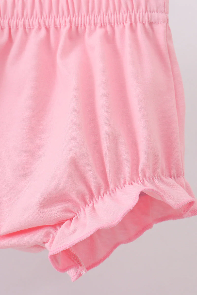 Pink character smocked ruffle bloomer set - Image 3