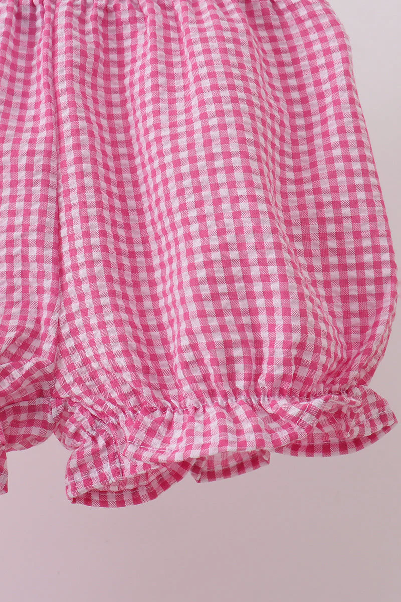 Pink cherry gingham shorts set - Image 4