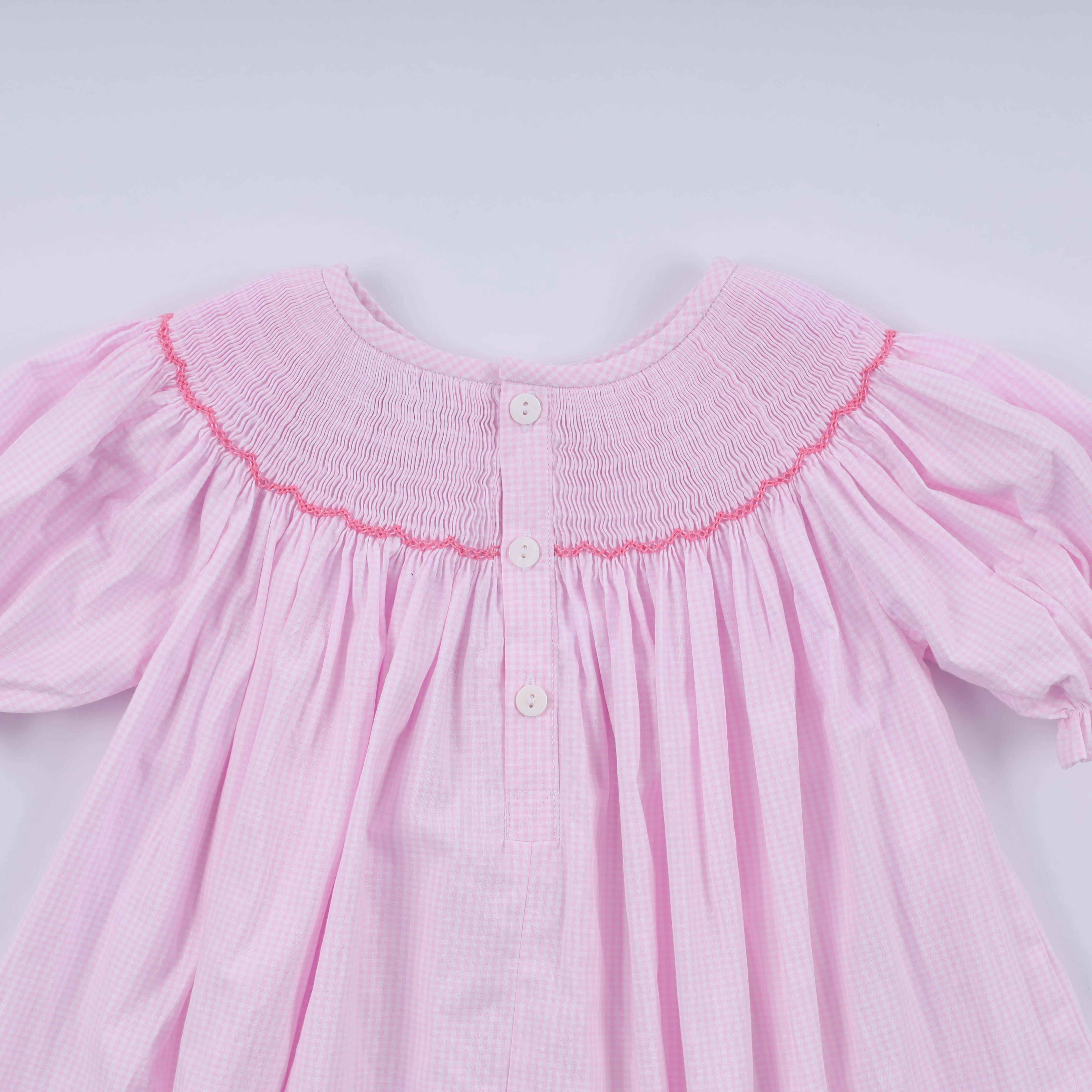 Pink christmas tree hand smocked dress - Image 7