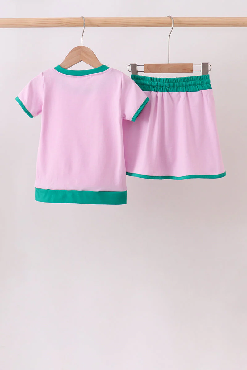 Pink color block Ringer Skorts Set - Image 2