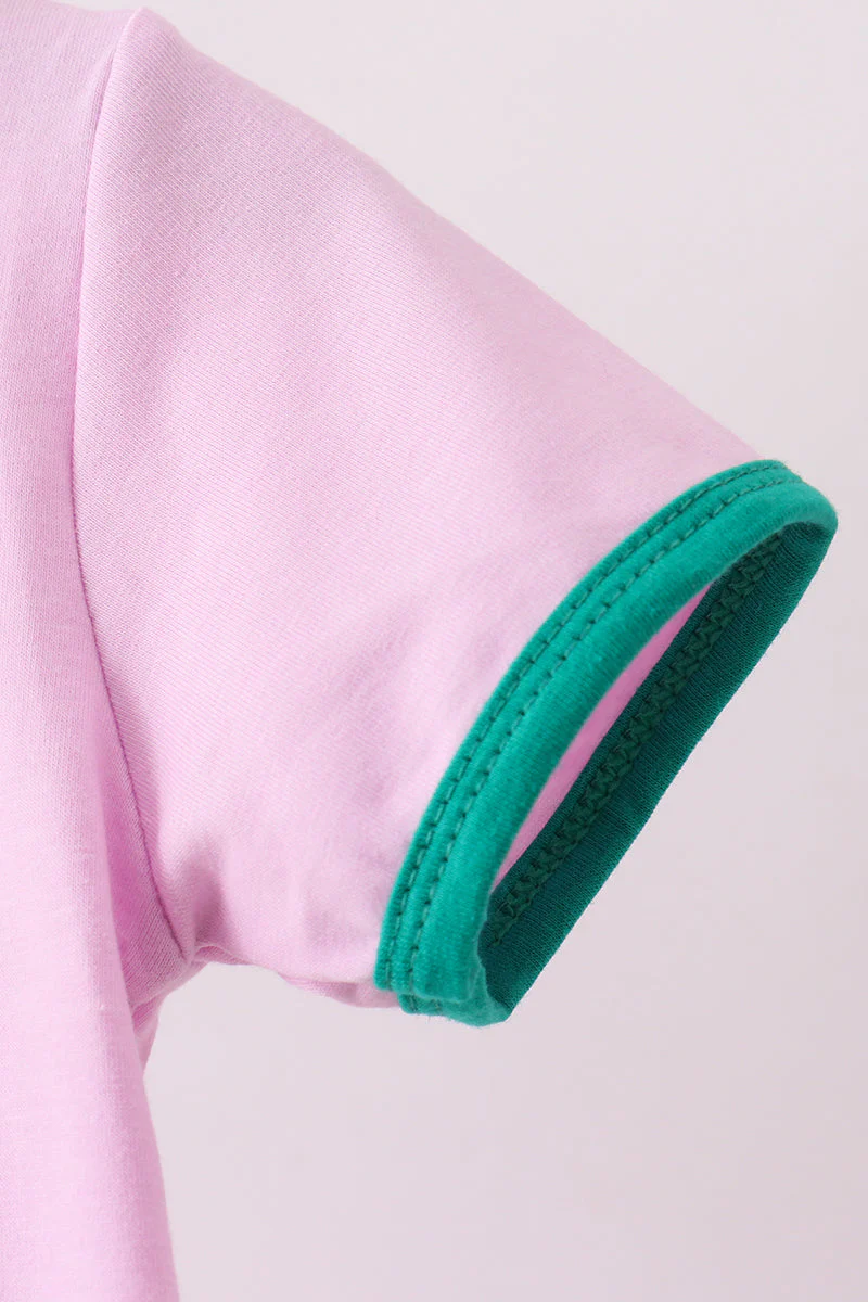 Pink color block Ringer Skorts Set - Image 3