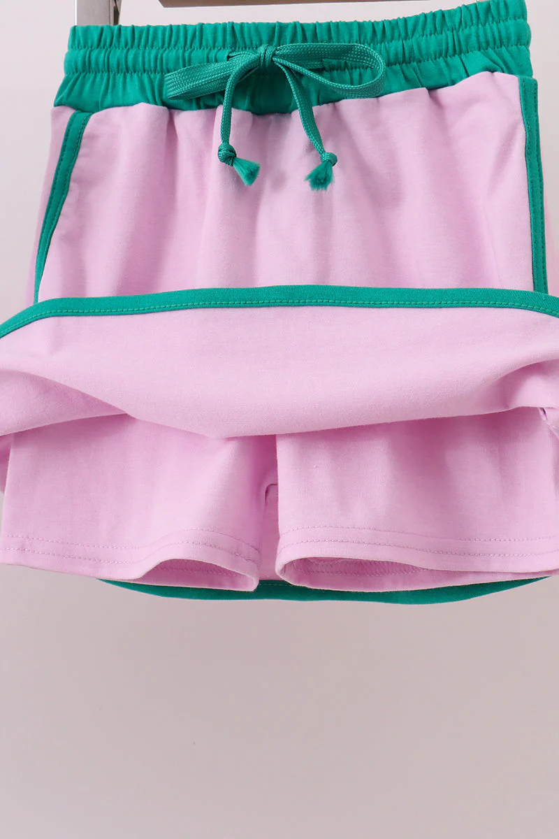 Pink color block Ringer Skorts Set - Image 4