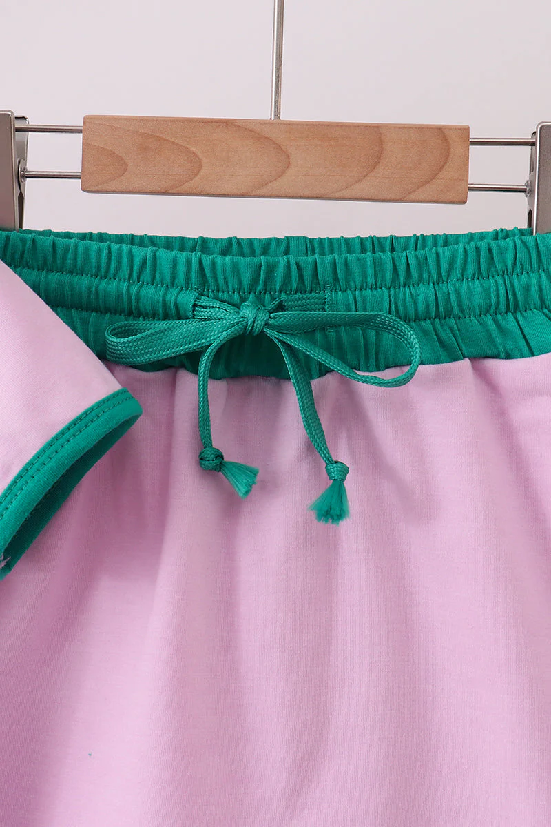 Pink color block Ringer Skorts Set - Image 5