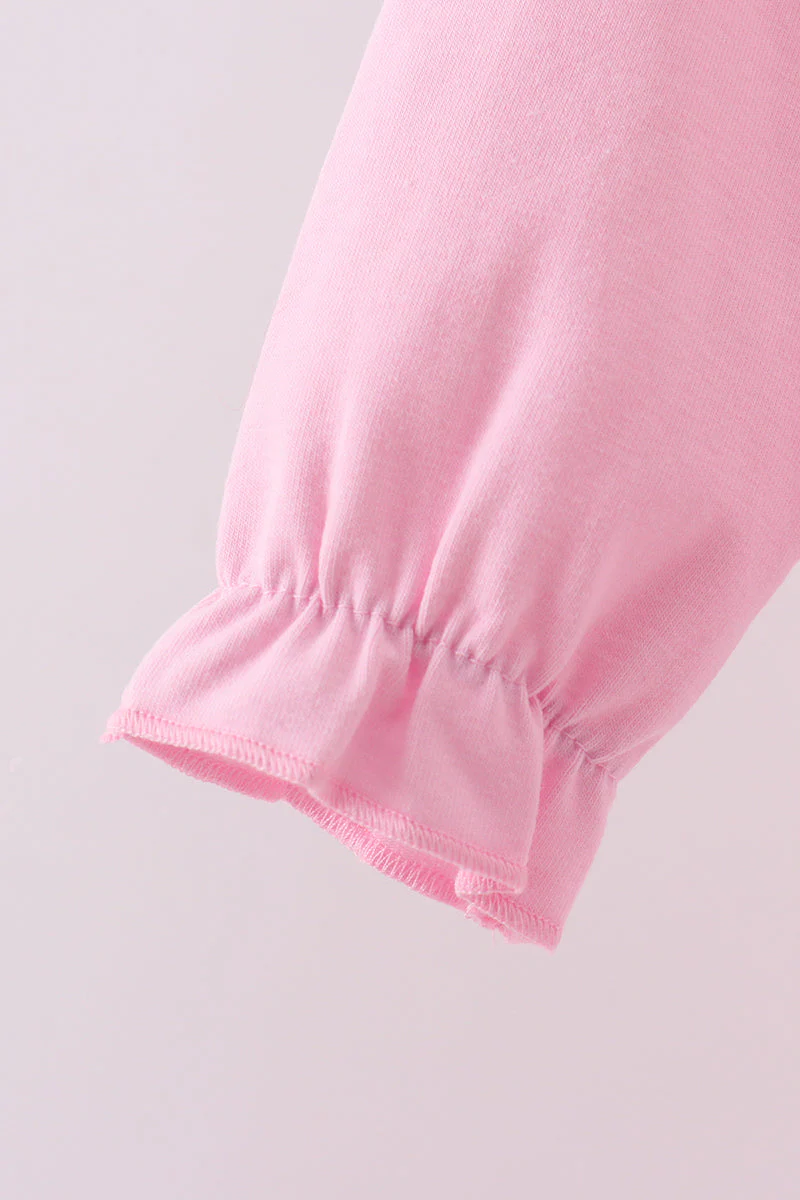 Pink cotton applique gingham 2pc set - Image 3