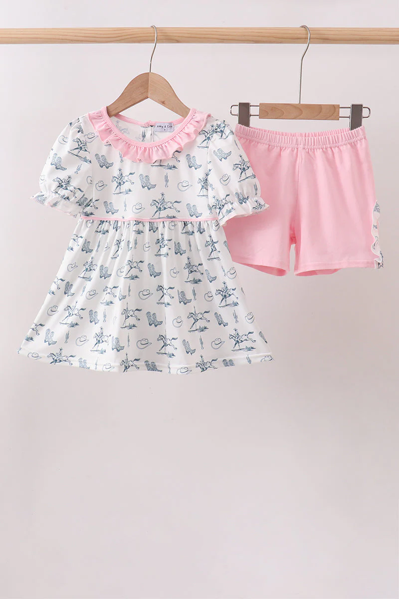 Pink Cowboy Ruffle Set