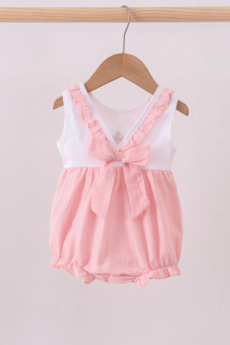 Pink cross jacquard embroidery ruffle bubble - Image 5
