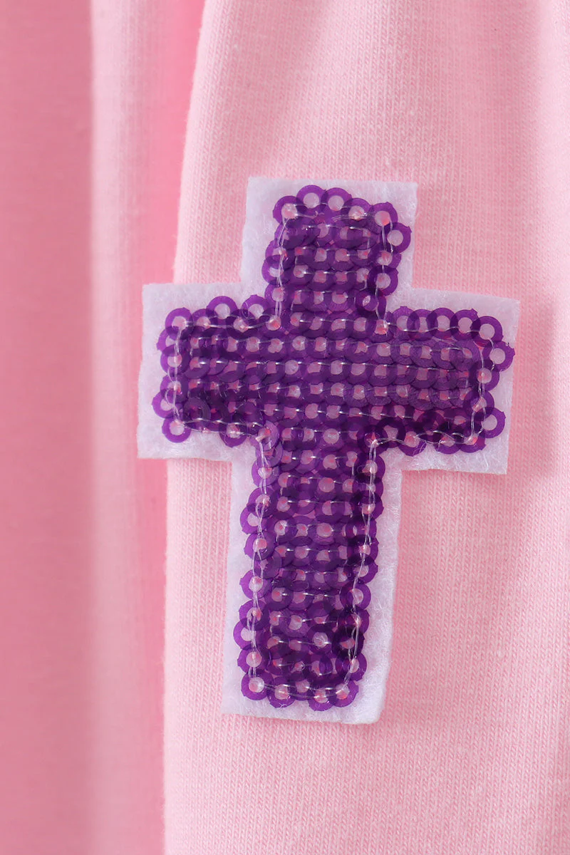 Pink cross sequin tiered dress - Image 3