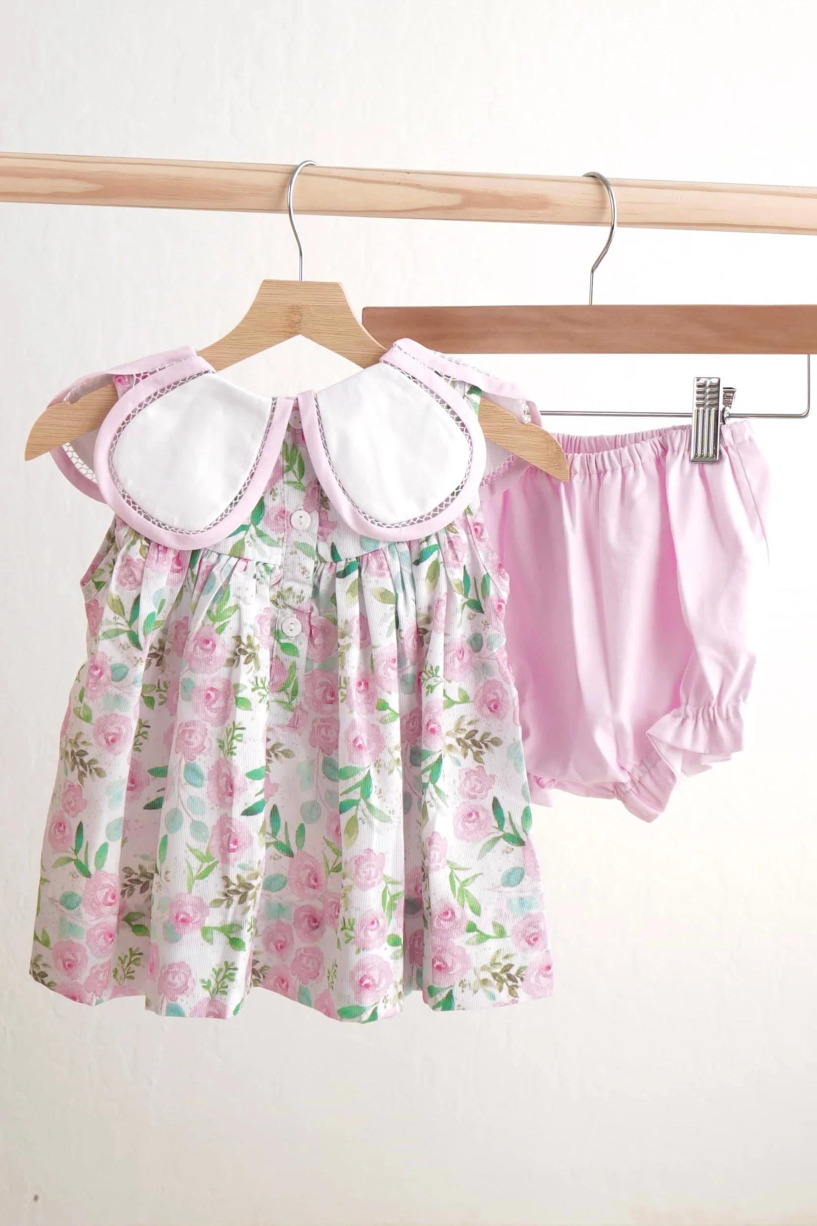Pink easter cross emrboidery floral girl set - Image 3