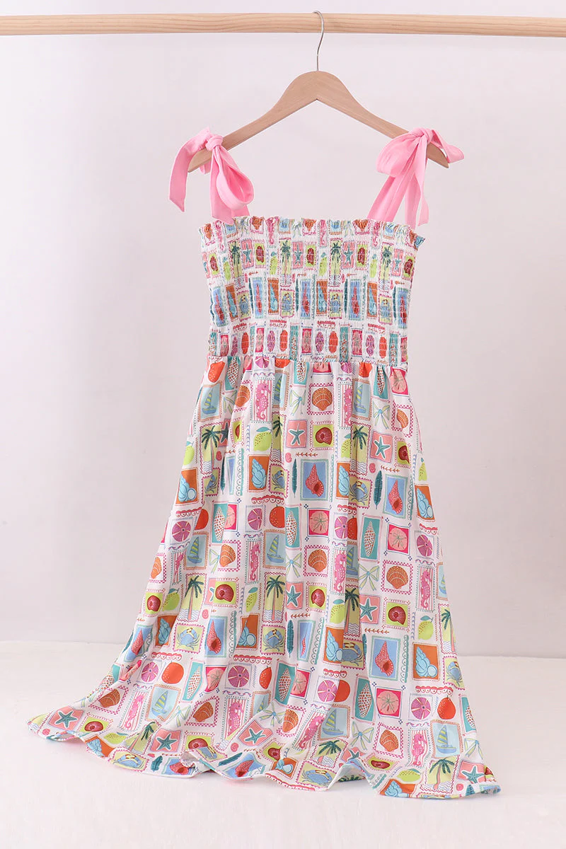 Pink enjoy beach smocked mom&me dress - Image 8