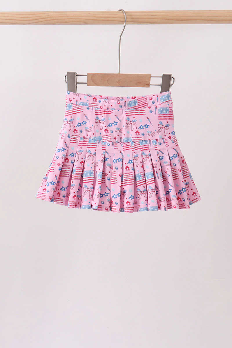 Pink flag star print skorts - Image 5