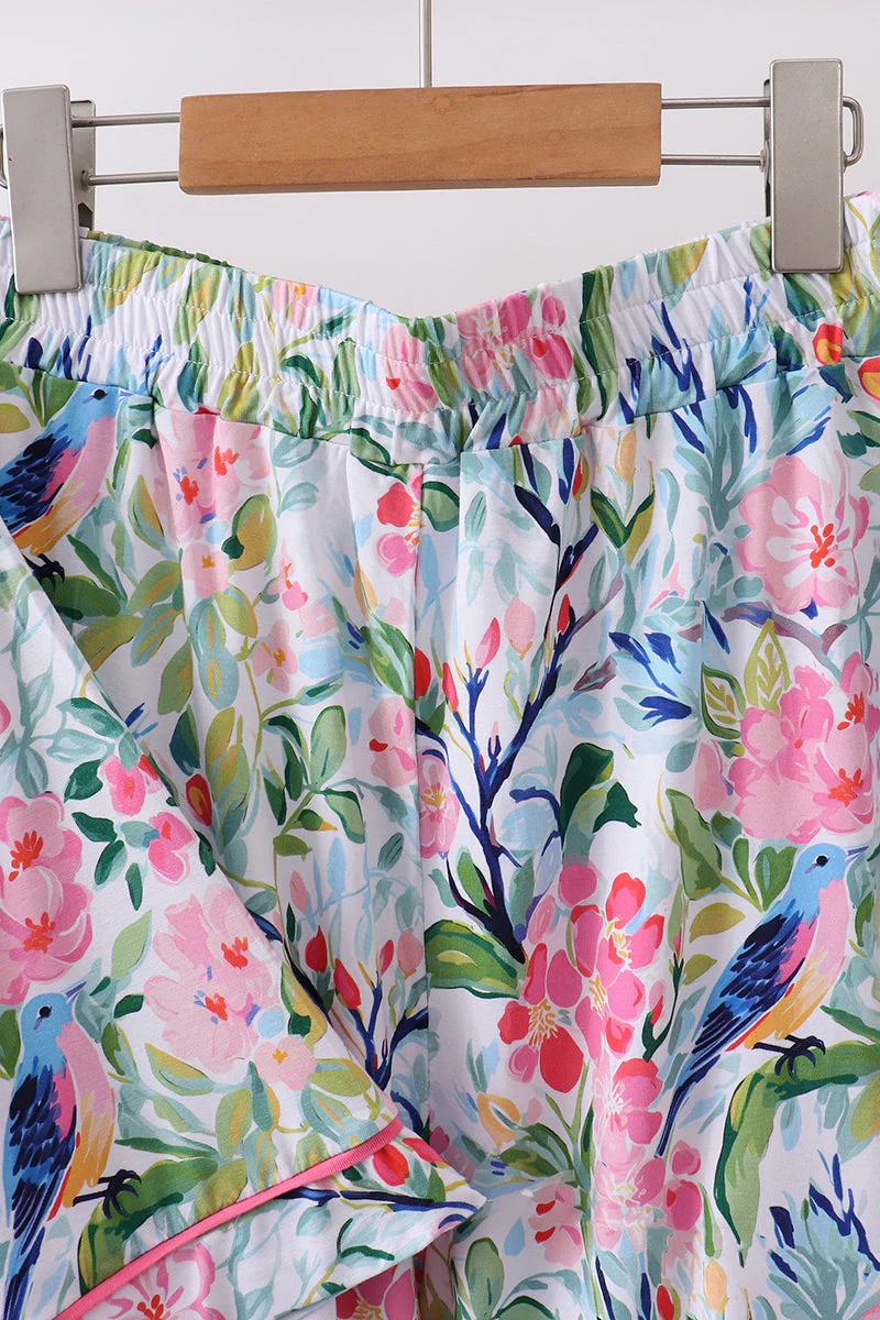 Pink Floral Bamboo Pajamas Women Set - Image 2