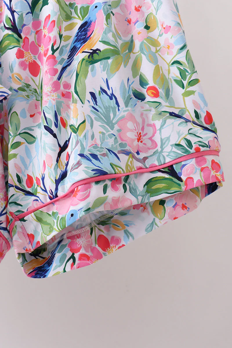 Pink Floral Bamboo Pajamas Women Set - Image 4