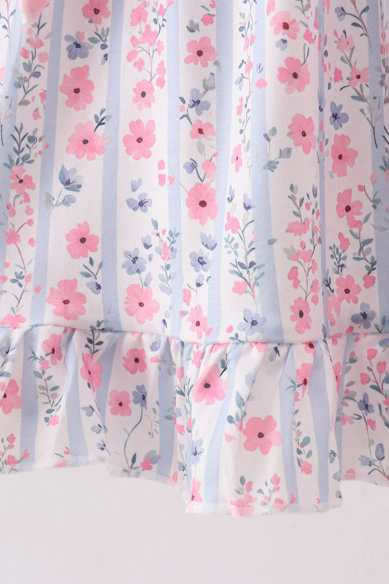 Pink Floral Bow Applique Bow Dress - Image 4