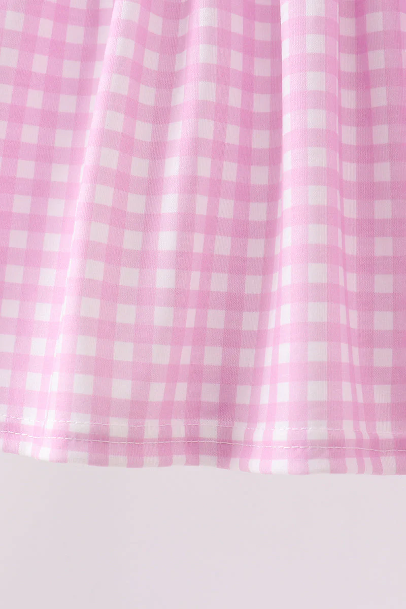 Pink floral bow smocked ruffle shorts set - Image 5