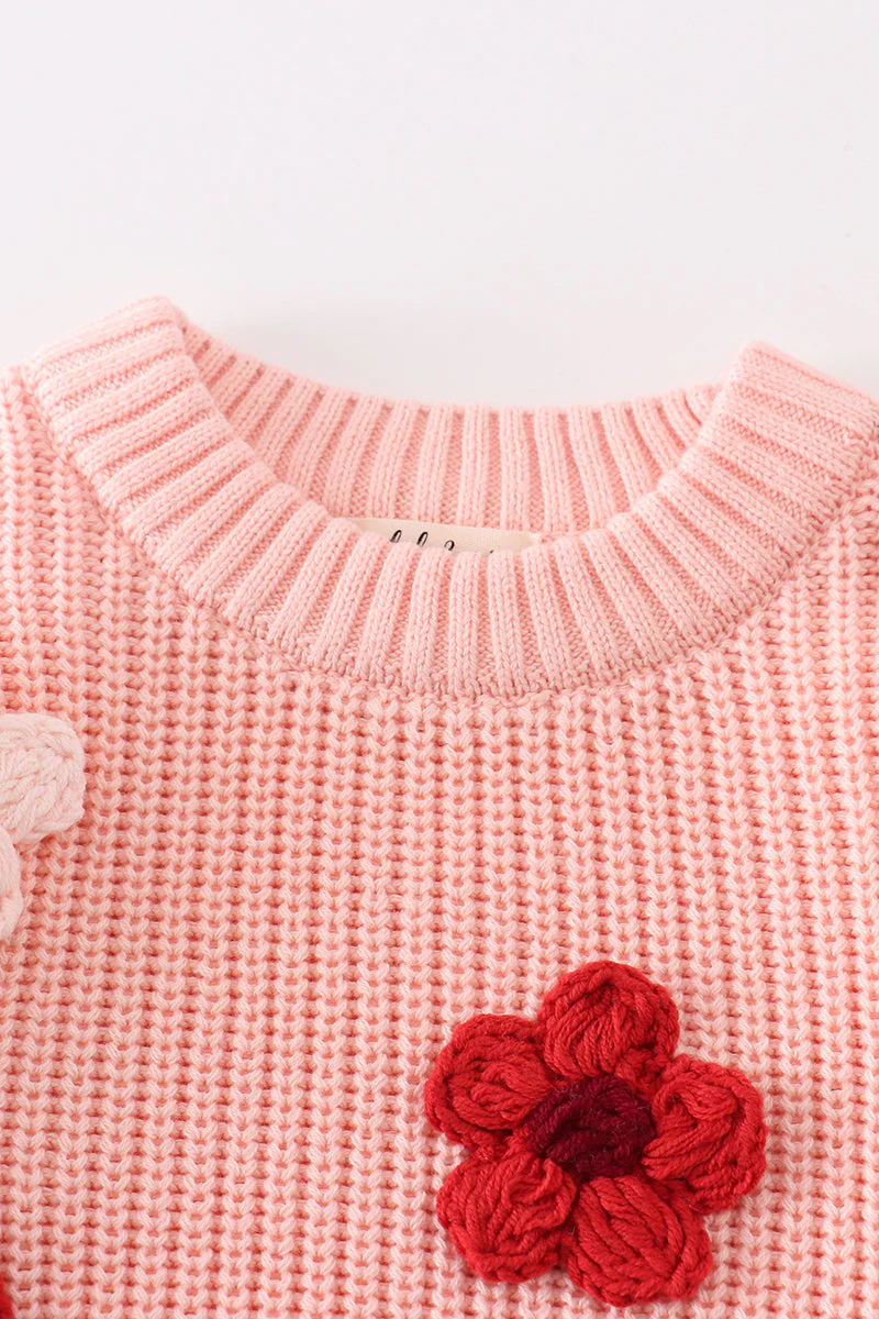 Pink floral hand-embroidery jumper sweater - Image 3