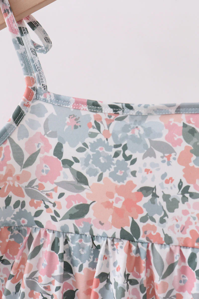 Pink Floral tiered Dress - Image 2