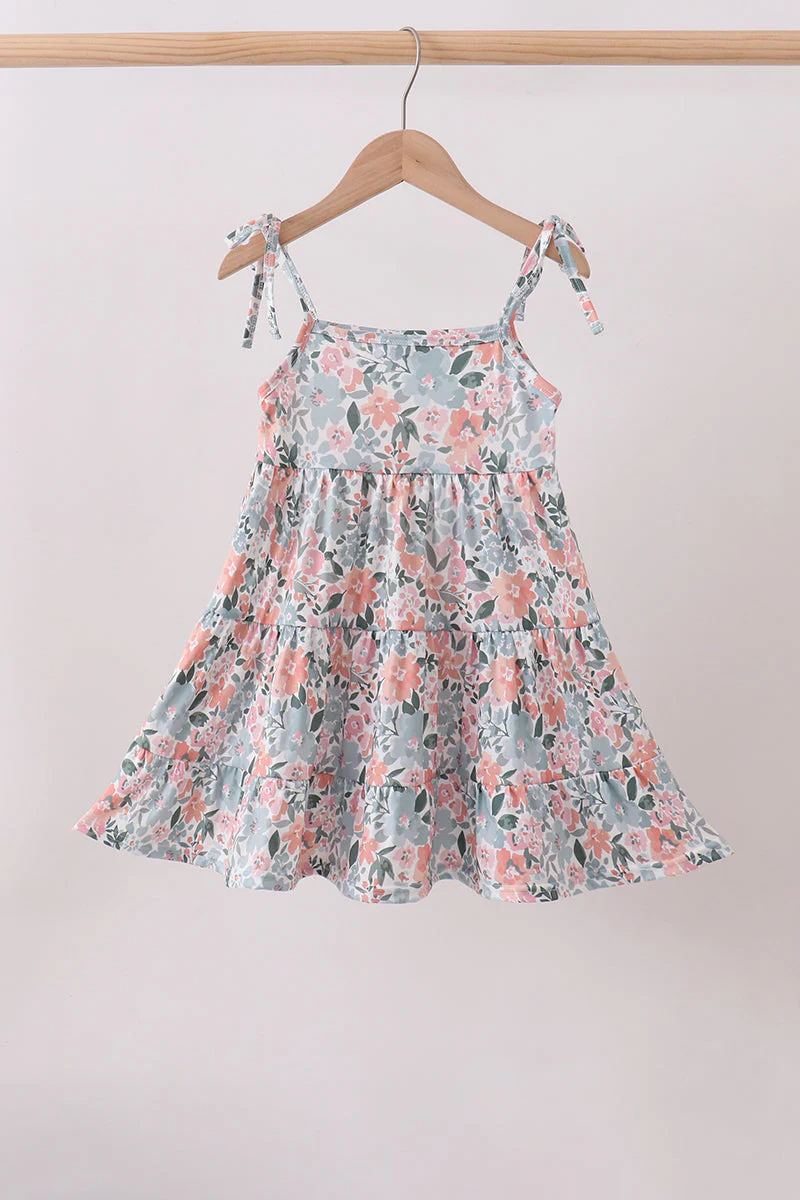 Pink Floral tiered Dress - Image 4