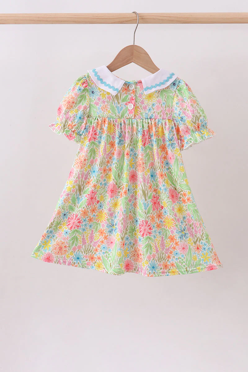 Pink floral print puff sleeve ruffle dress - Image 5