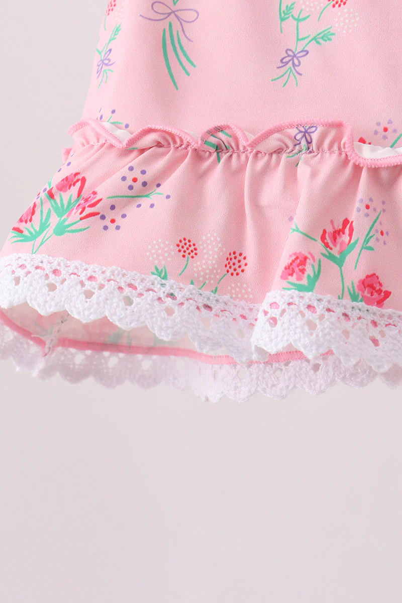 Pink Floral Ruffle 2pc Swimsuit - Image 4