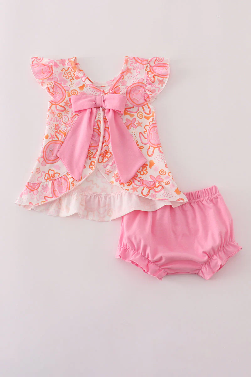 Pink Floral Ruffle Bloomer Set - Image 3