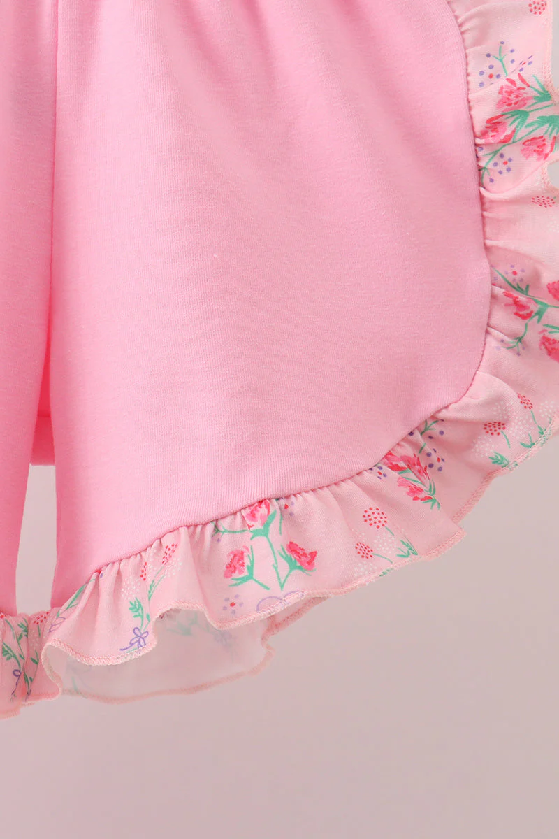 Pink Floral Ruffle Shorts Set - Image 3