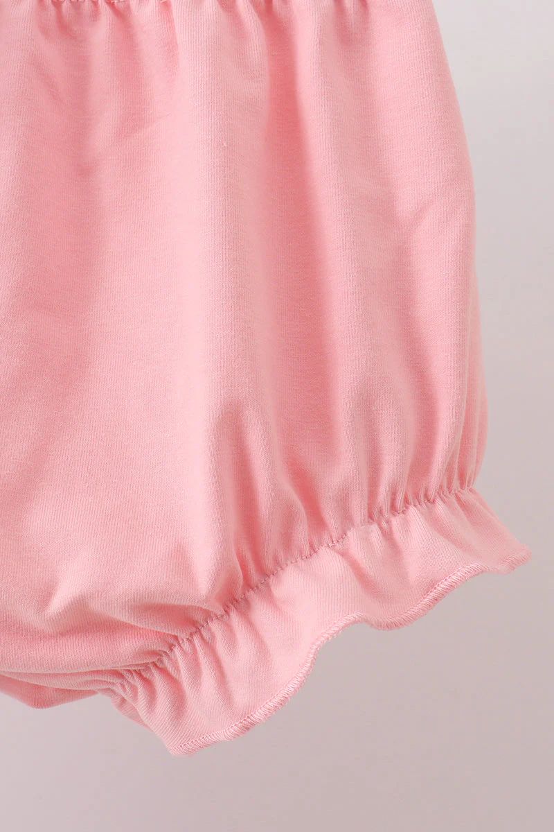 Pink Floral Smocked Bloomer Set - Image 3