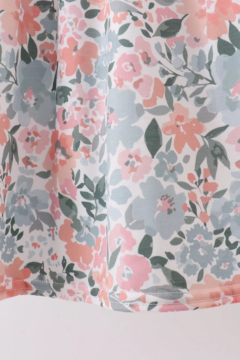 Pink Floral Smocked dress - Image 3