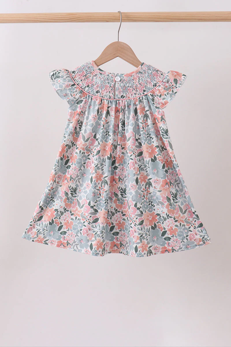 Pink Floral Smocked dress - Image 5