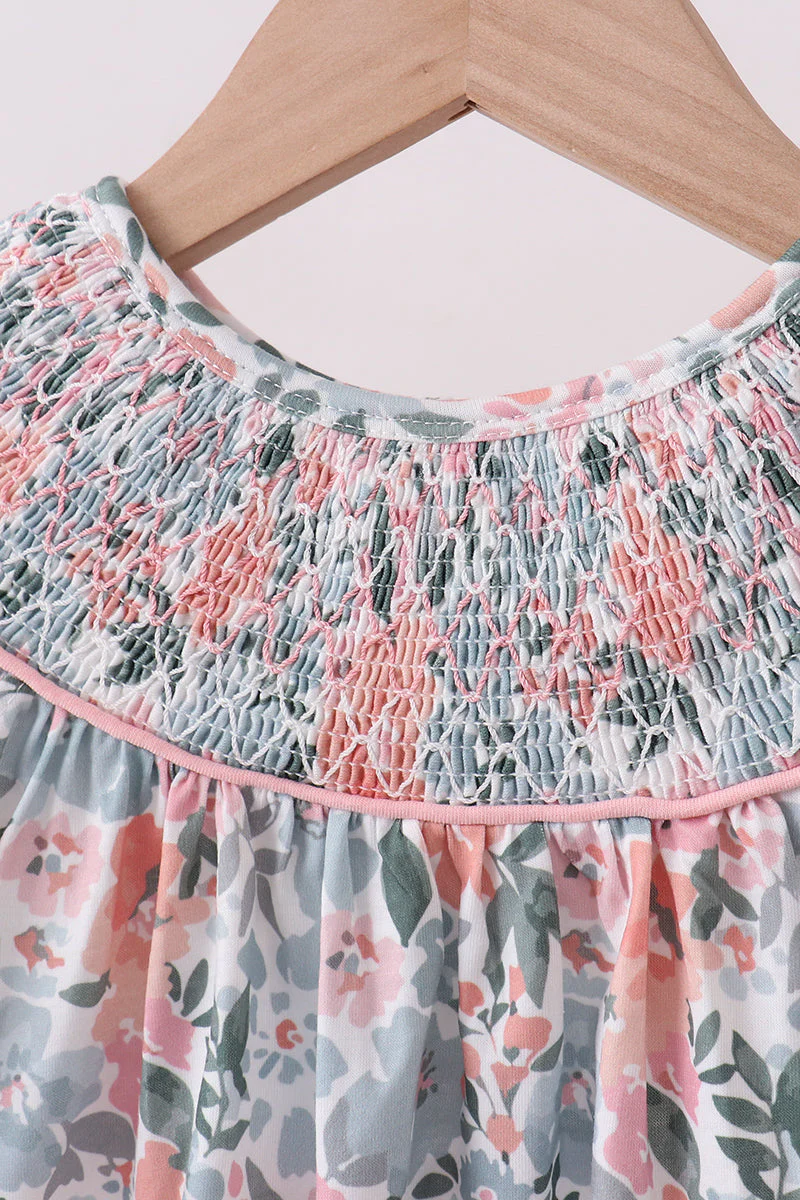 Pink Floral Smocked Set - Image 2