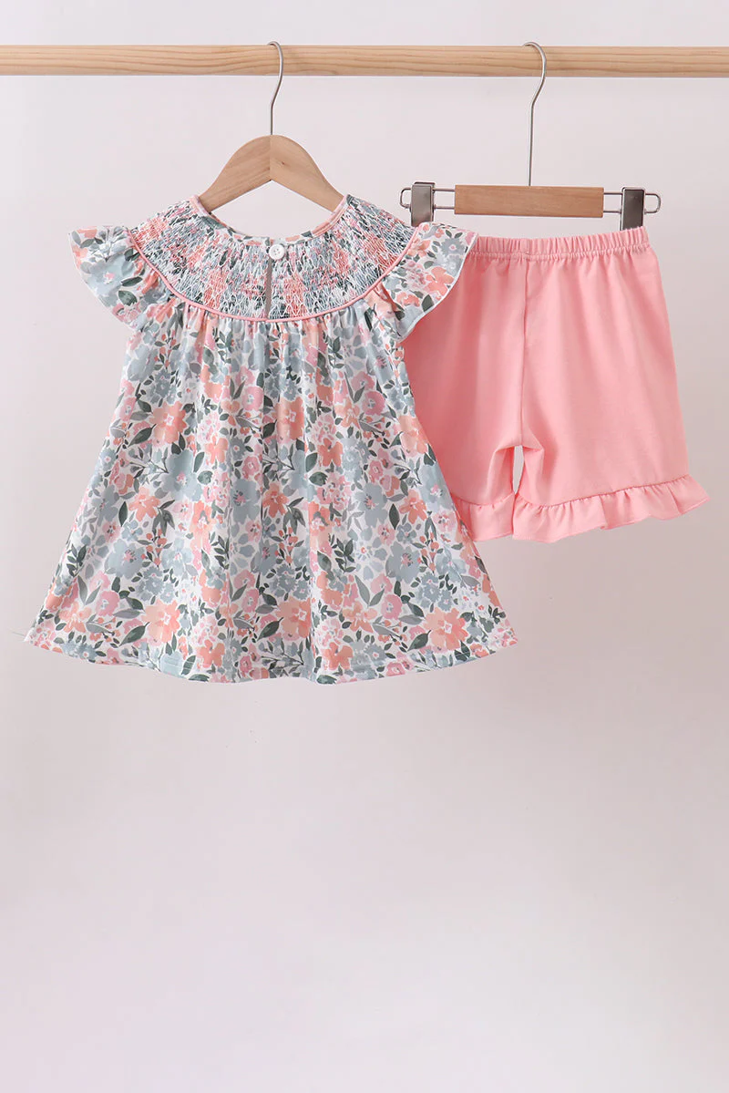 Pink Floral Smocked Set - Image 5