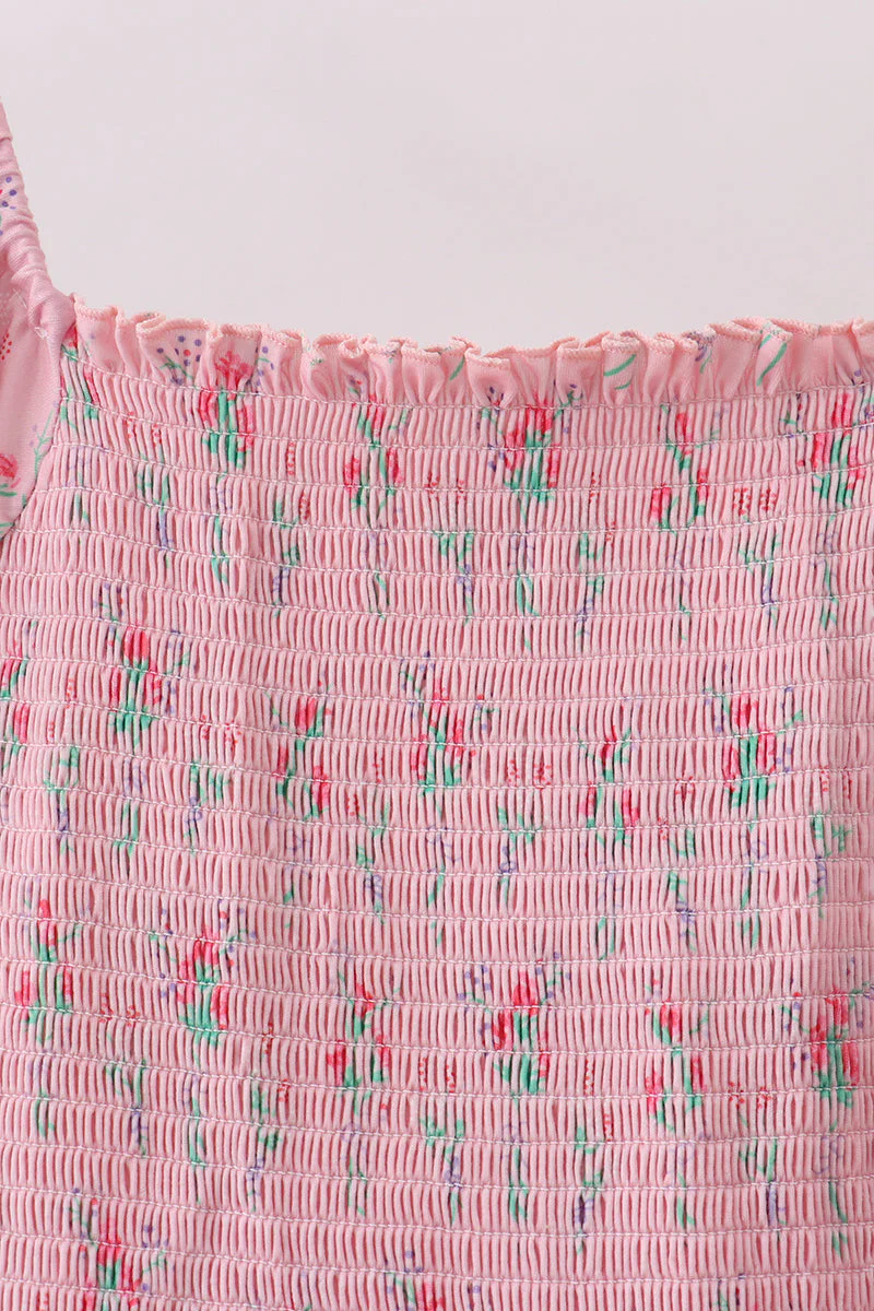 Pink Floral Smocked Mom Dress - Image 2