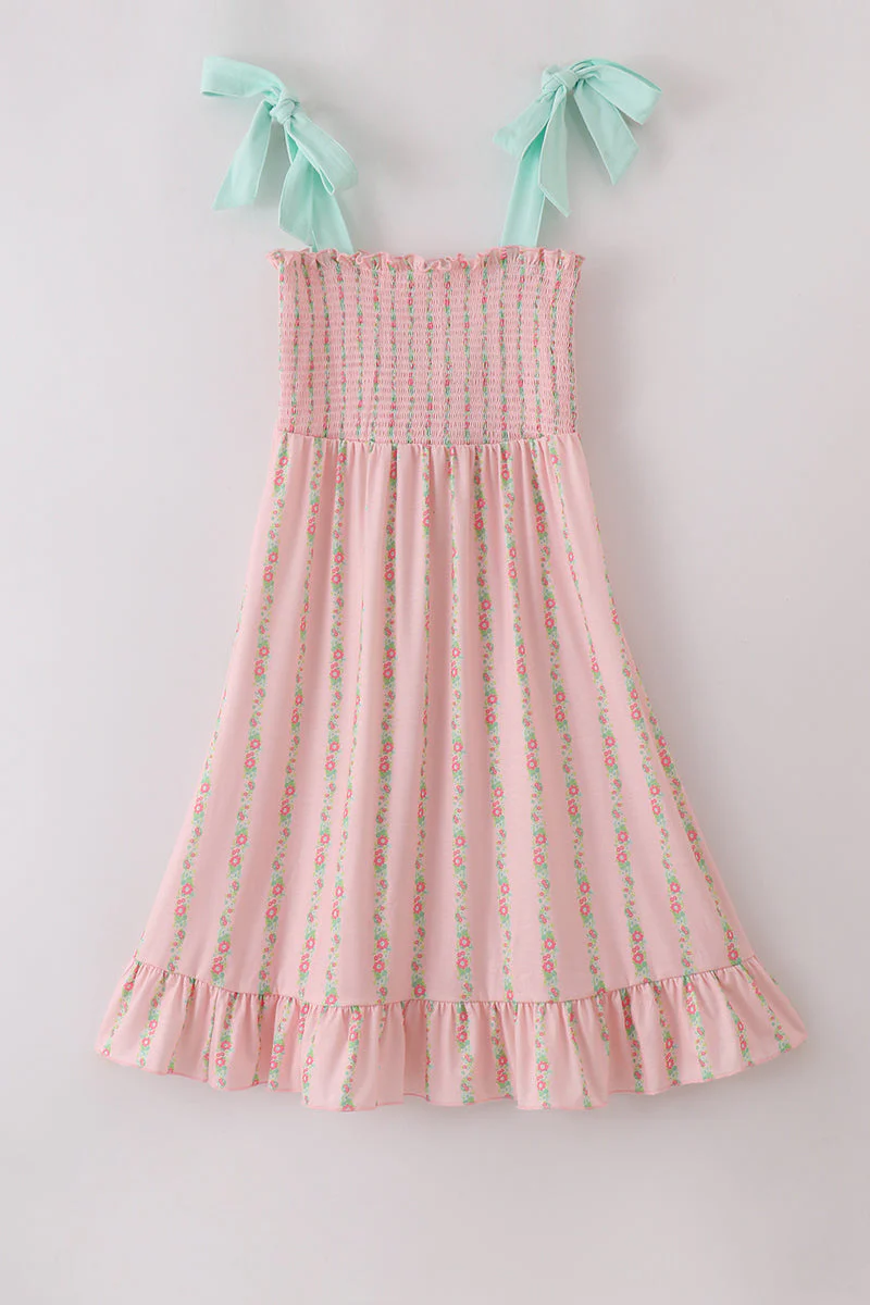 Pink floral smocked mom&me dress - Image 2