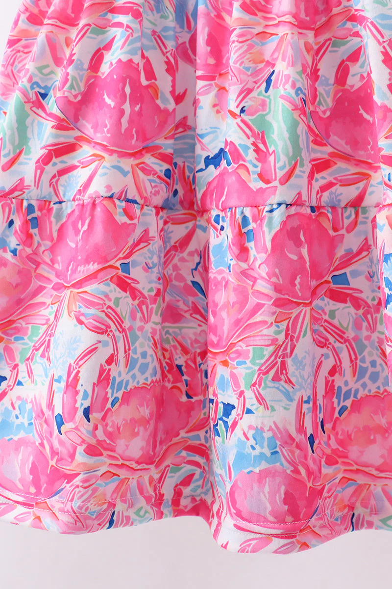 Pink floral smocked ruffle mom&me tiered dress - Image 7
