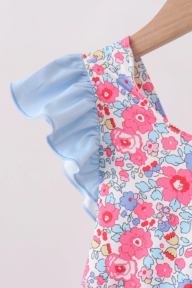 Pink Floral UPF Swim One-Piece - Image 2