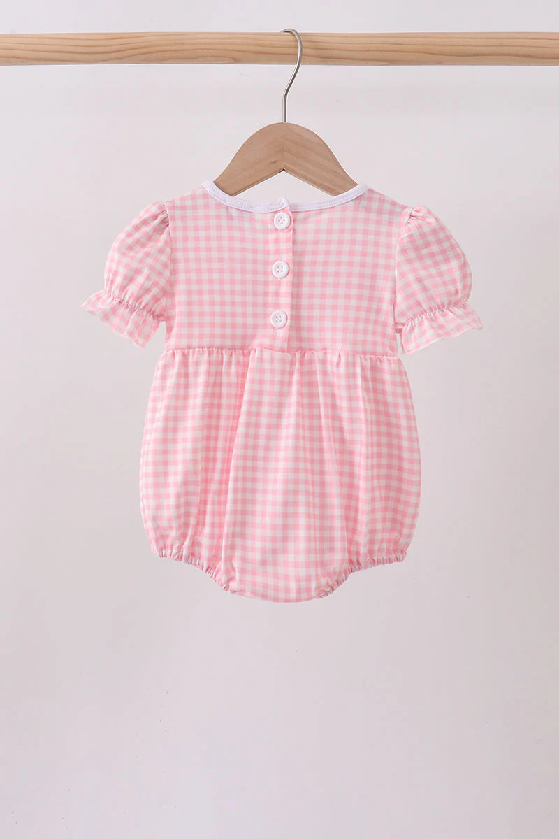 Pink Gingham Animal Embroidered Bubble - Image 5