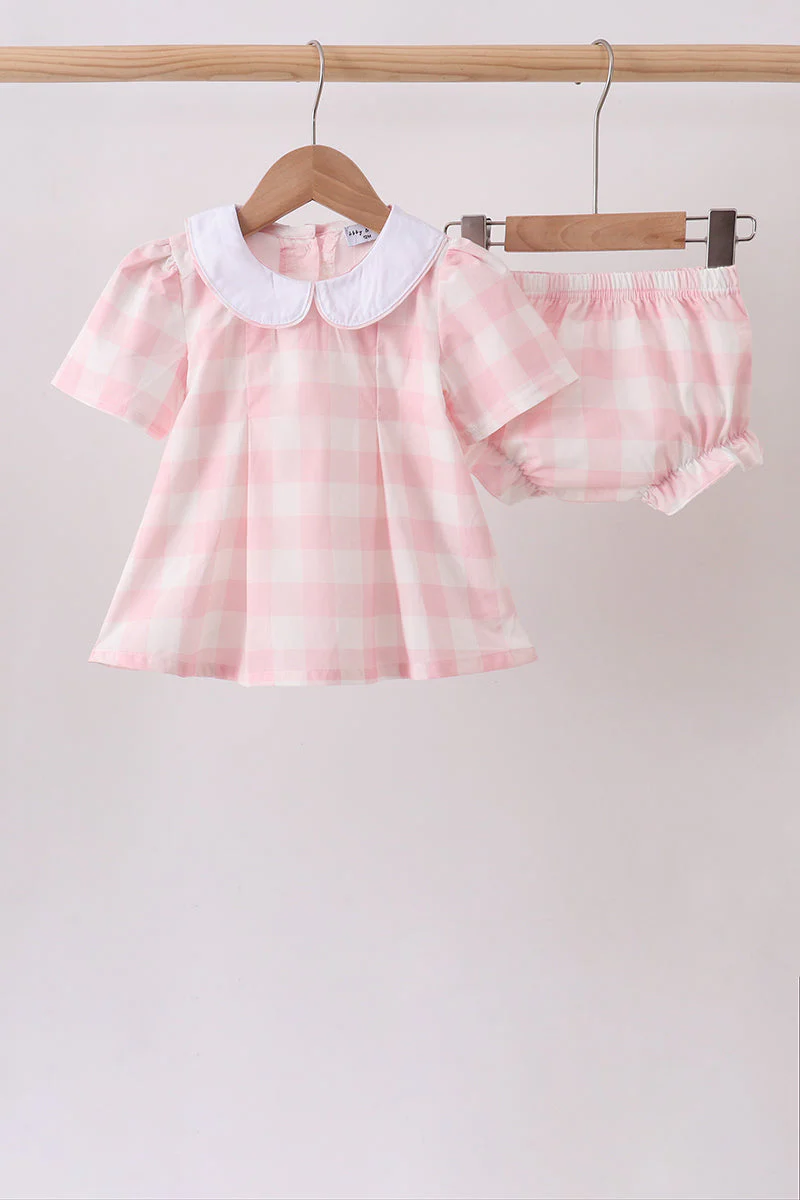 Pink Gingham Bloomer Set
