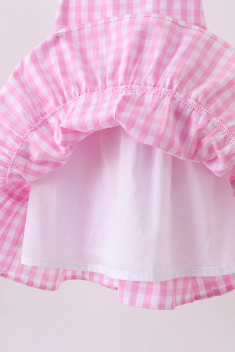 Pink gingham ruffle tiered dress - Image 3