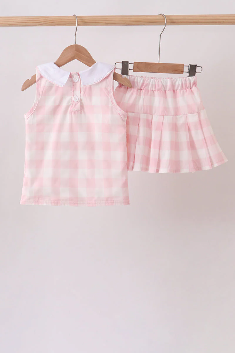 Pink Gingham Skorts Set - Image 2