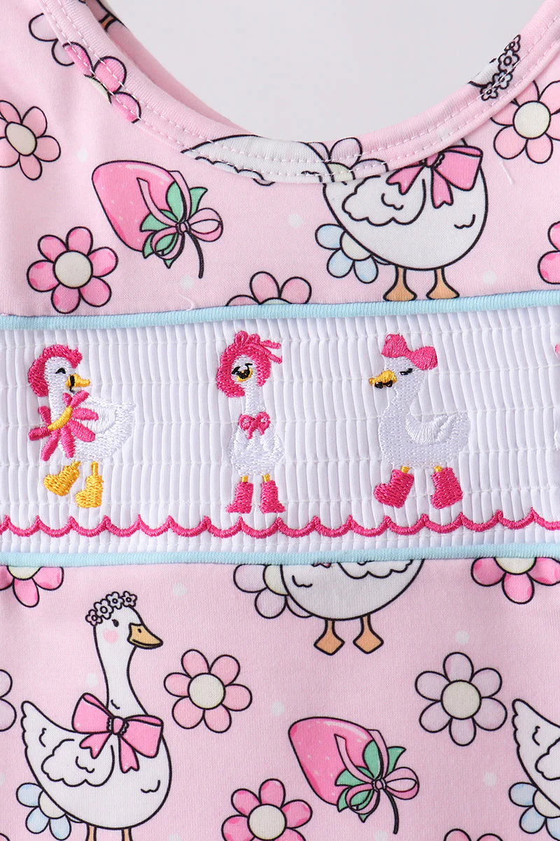 Pink Goose Smocked Bloomer Set - Image 2