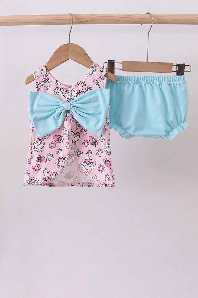 Pink Goose Smocked Bloomer Set - Image 5