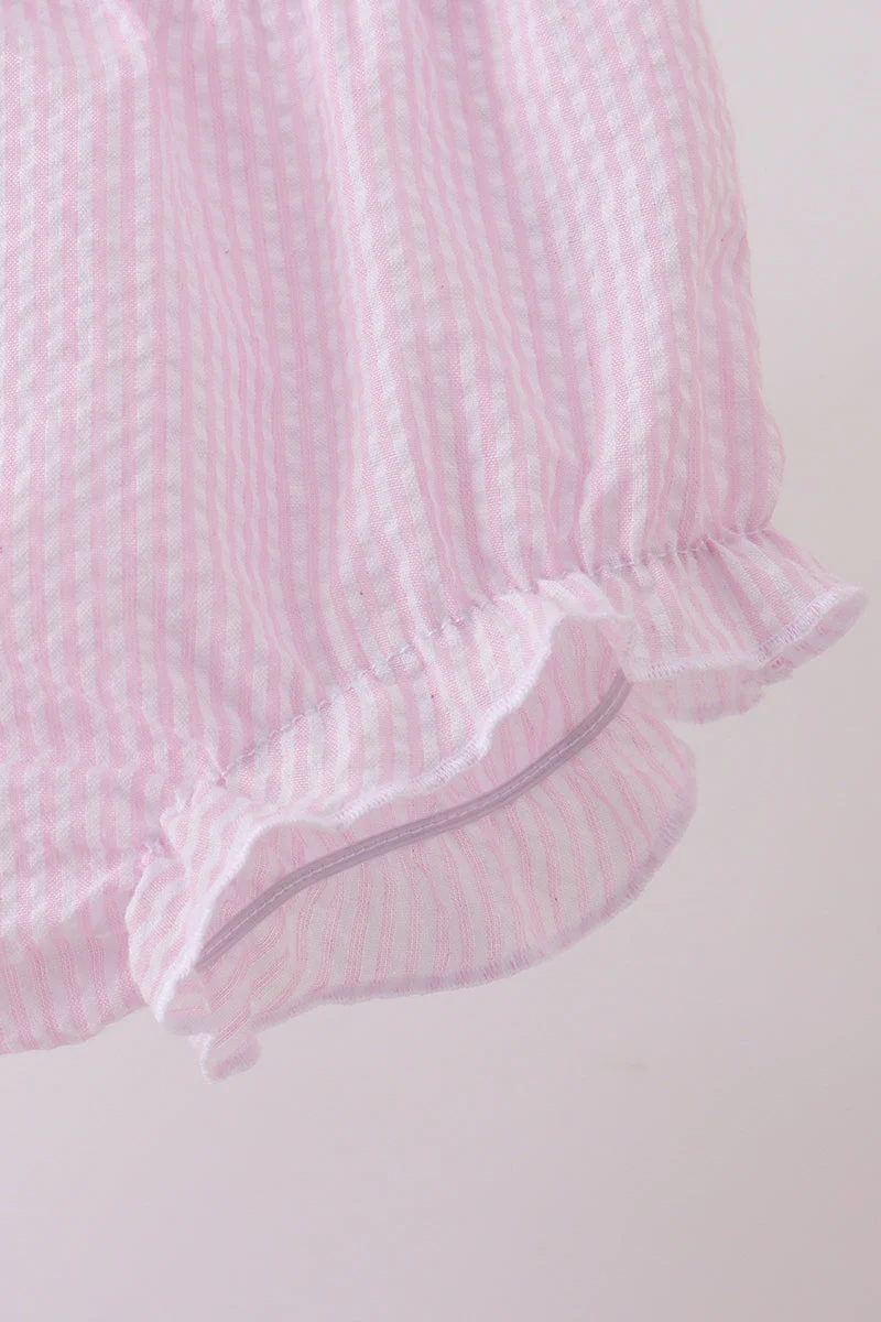 Pink lemon ruffle gingham bloomer set - Image 2