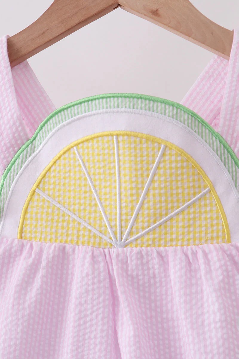 Pink lemon ruffle gingham dress - Image 2