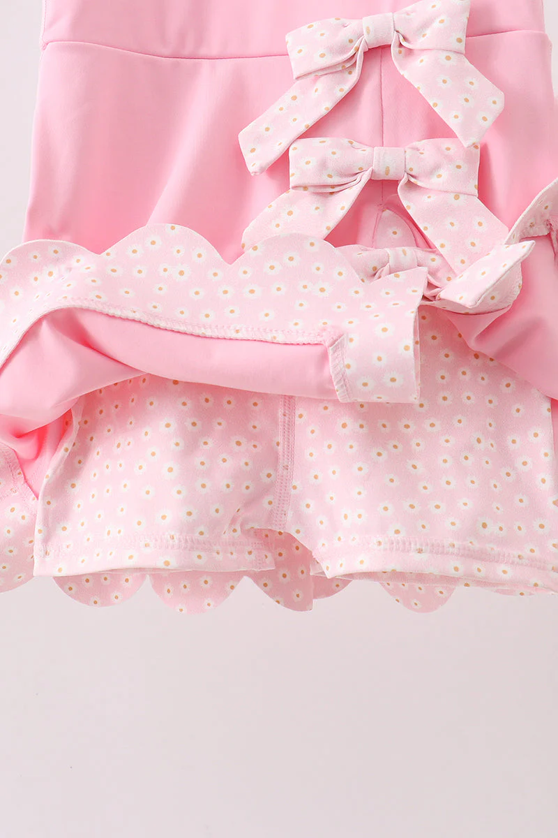 Pink Performance Bow Sash Scalloped Dress - Image 4