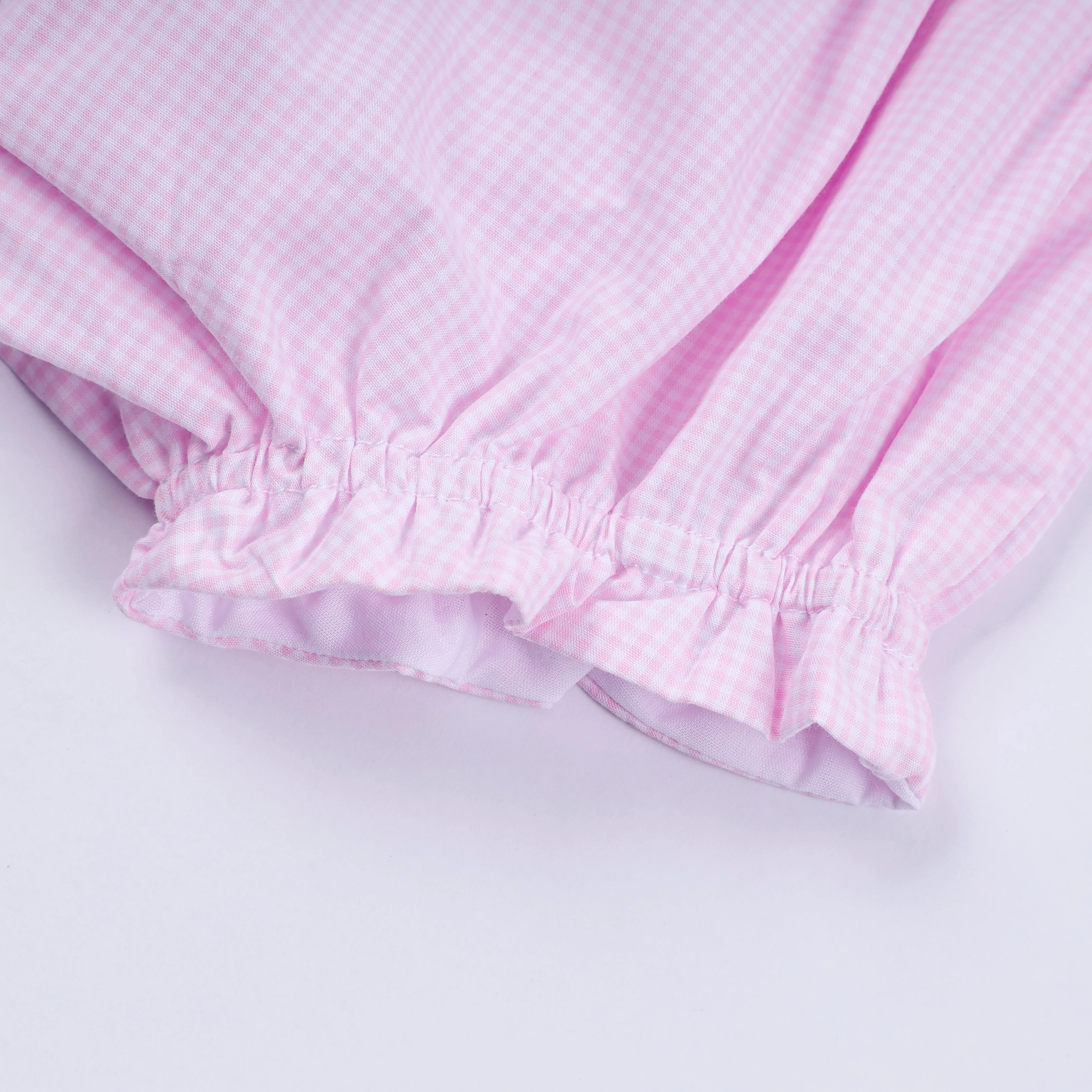 Pink princess hand smocked plaid bloomer set - Image 5