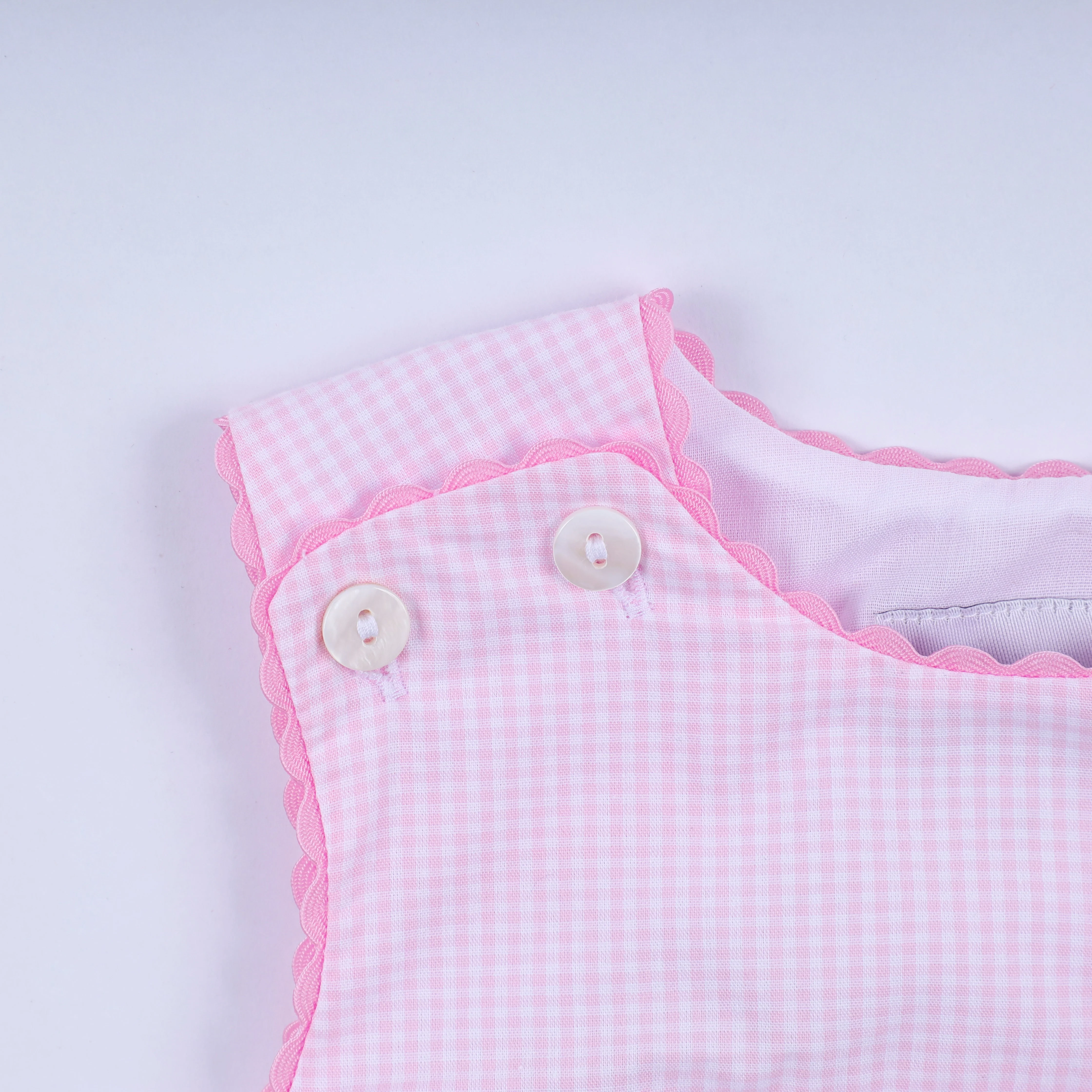 Pink princess hand smocked plaid bubble - Image 3