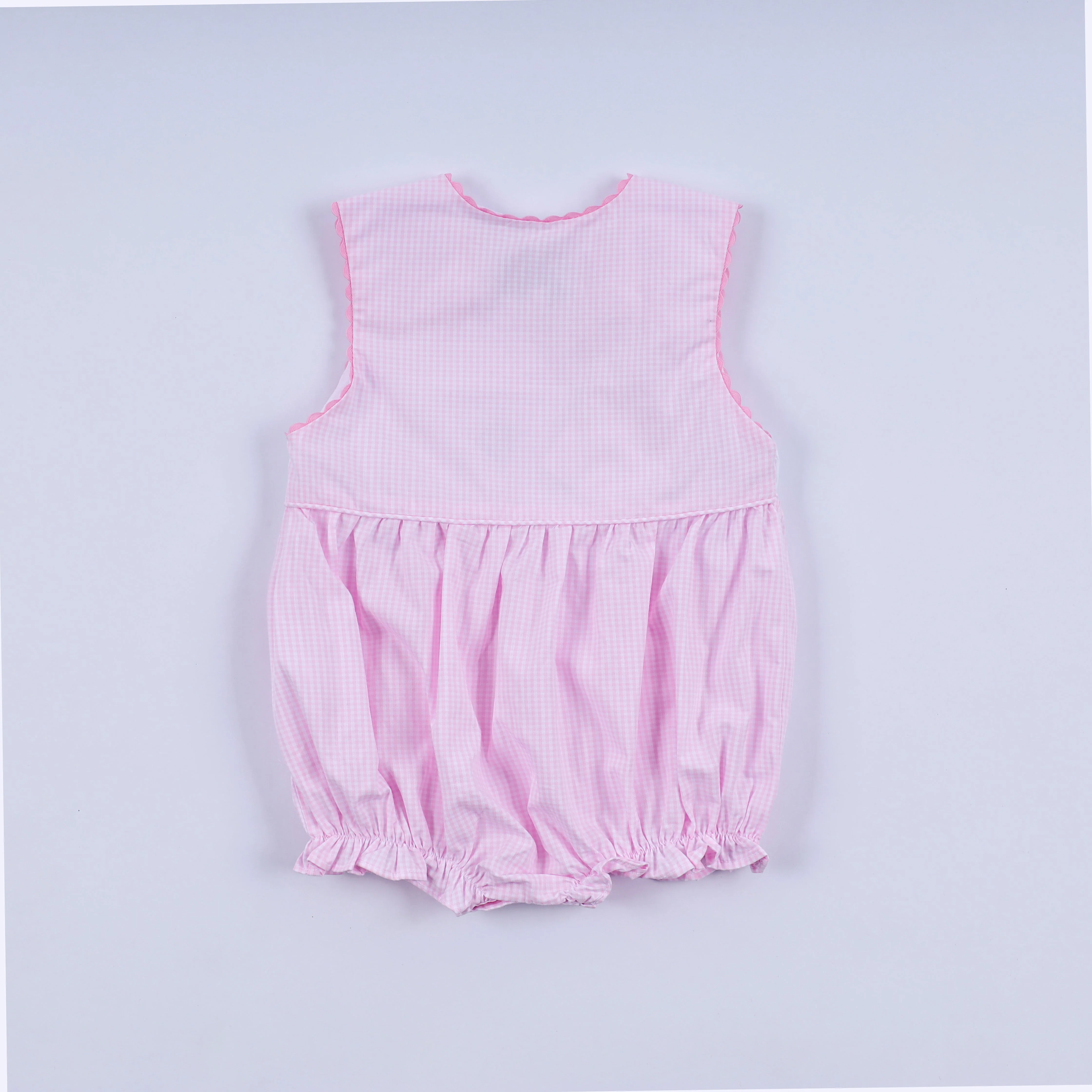 Pink princess hand smocked plaid bubble - Image 7