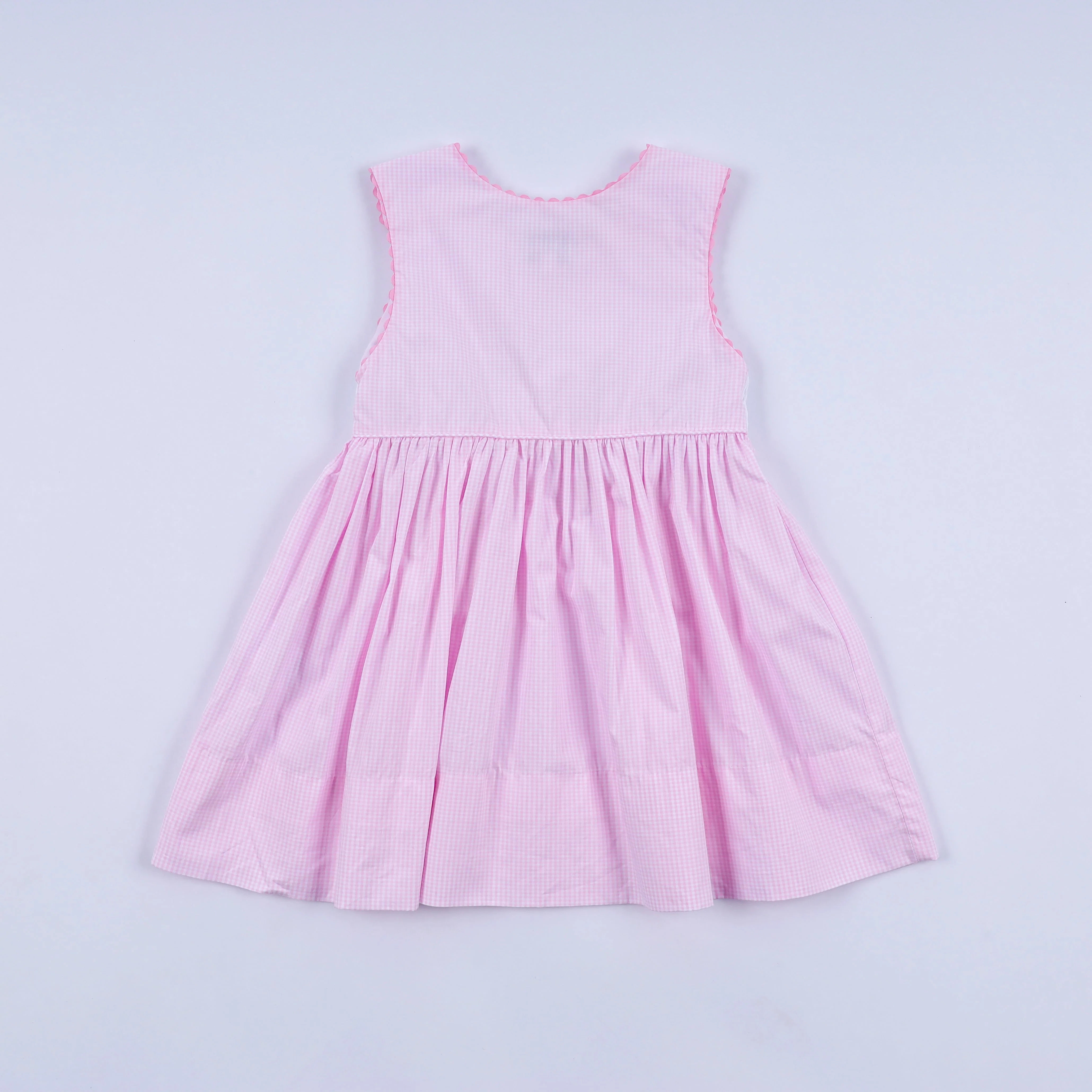 Pink princess hand smocked plaid dress - Image 6